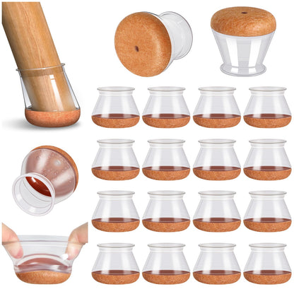 Square Chair Leg Floor Protectors, 16 Pcs, Large Clear