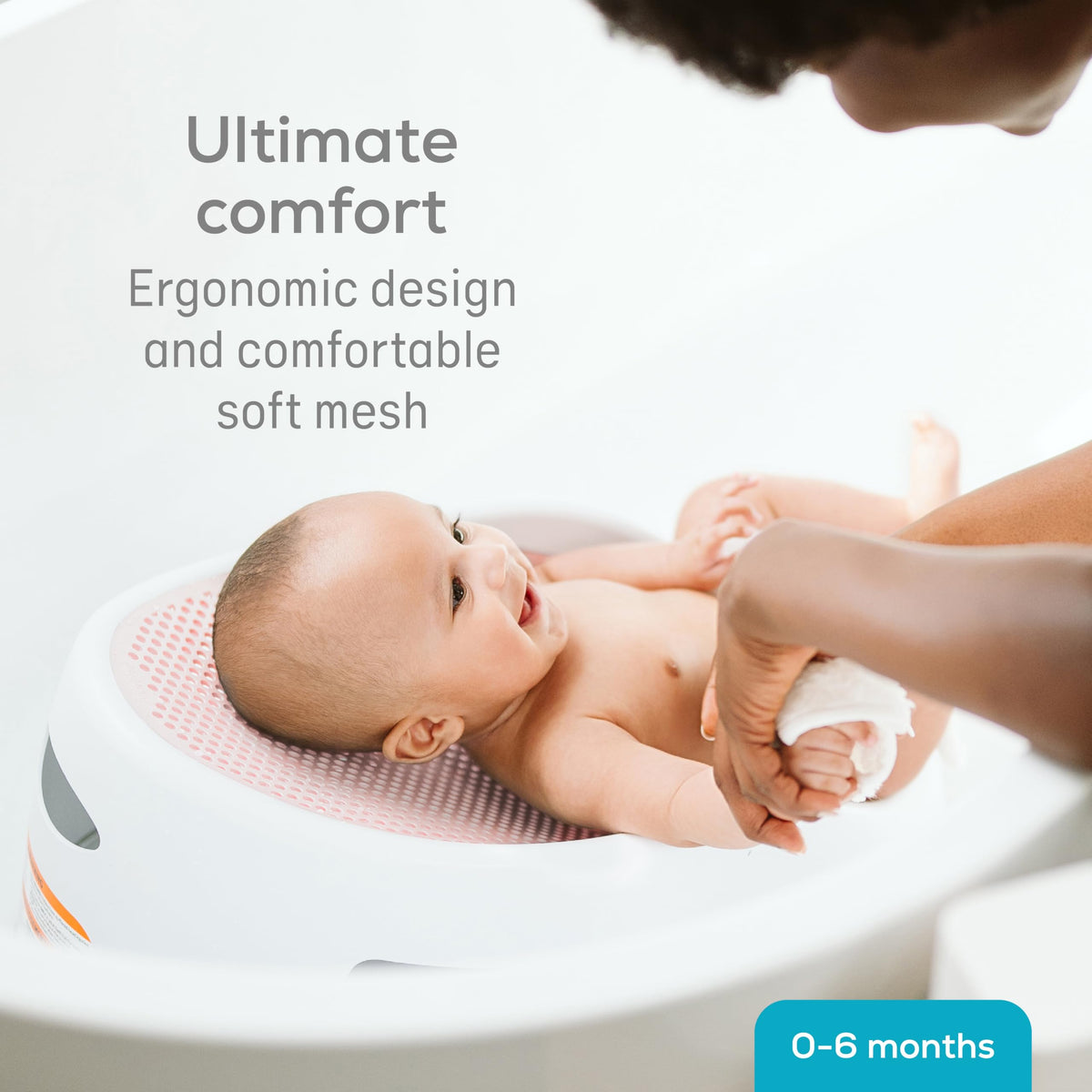Angelcare Baby Bath Support, Pink, Birth to 6 Months, Made in Canada