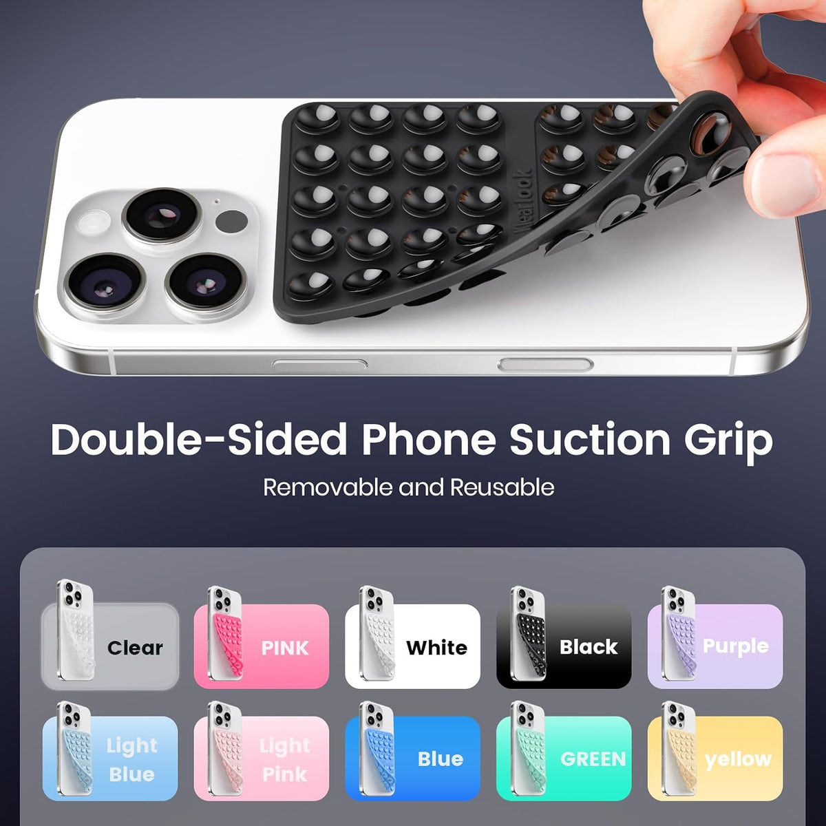 Klearlook Silicone Double Sided Suction Cup Phone Case Mount, Transparent