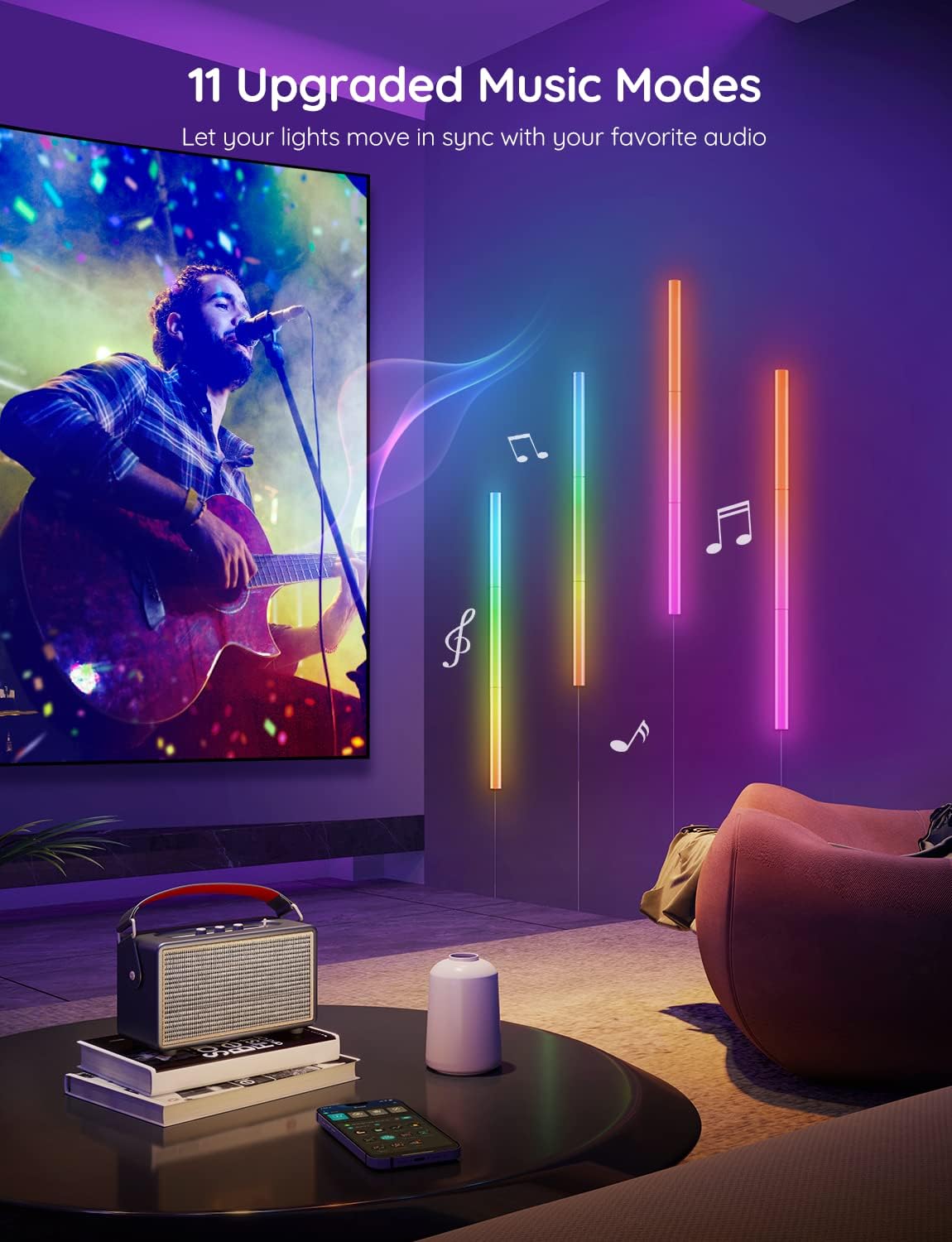 Govee Glide Wall Lights, Smart Gaming Light Bar, Compatible with Alexa