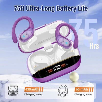 Wireless Earbuds Sports, 75Hrs Bluetooth 5.4 Headphones, Bass Hi-Fi Stereo
