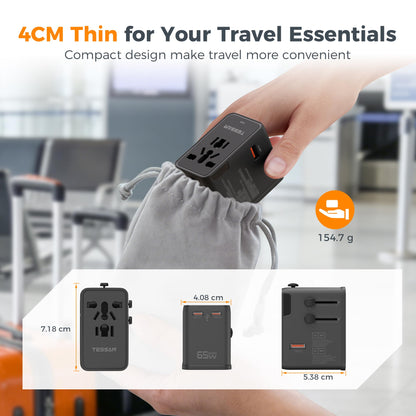 TESSAN Universal Travel Adapter Worldwide with 2 USB C for EU USA AU