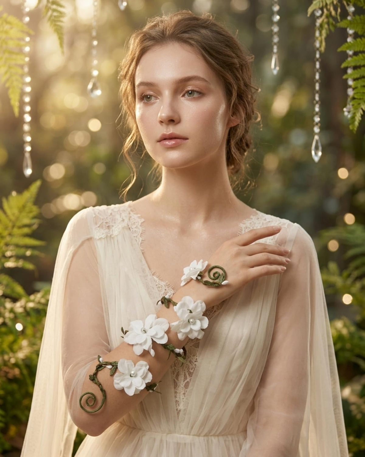 FRESHME Renaissance Fairy Floral Arm Wrap - 1 PC Elf Bracelet Forest Mother Nature Costume Renfaire Cosplay Fairy Accessories
