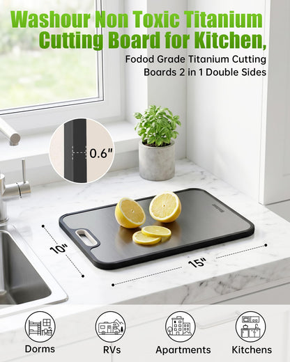 Titanium Cutting Board for Kitchen 16" x 11", 2-in-1 Cutting Mat