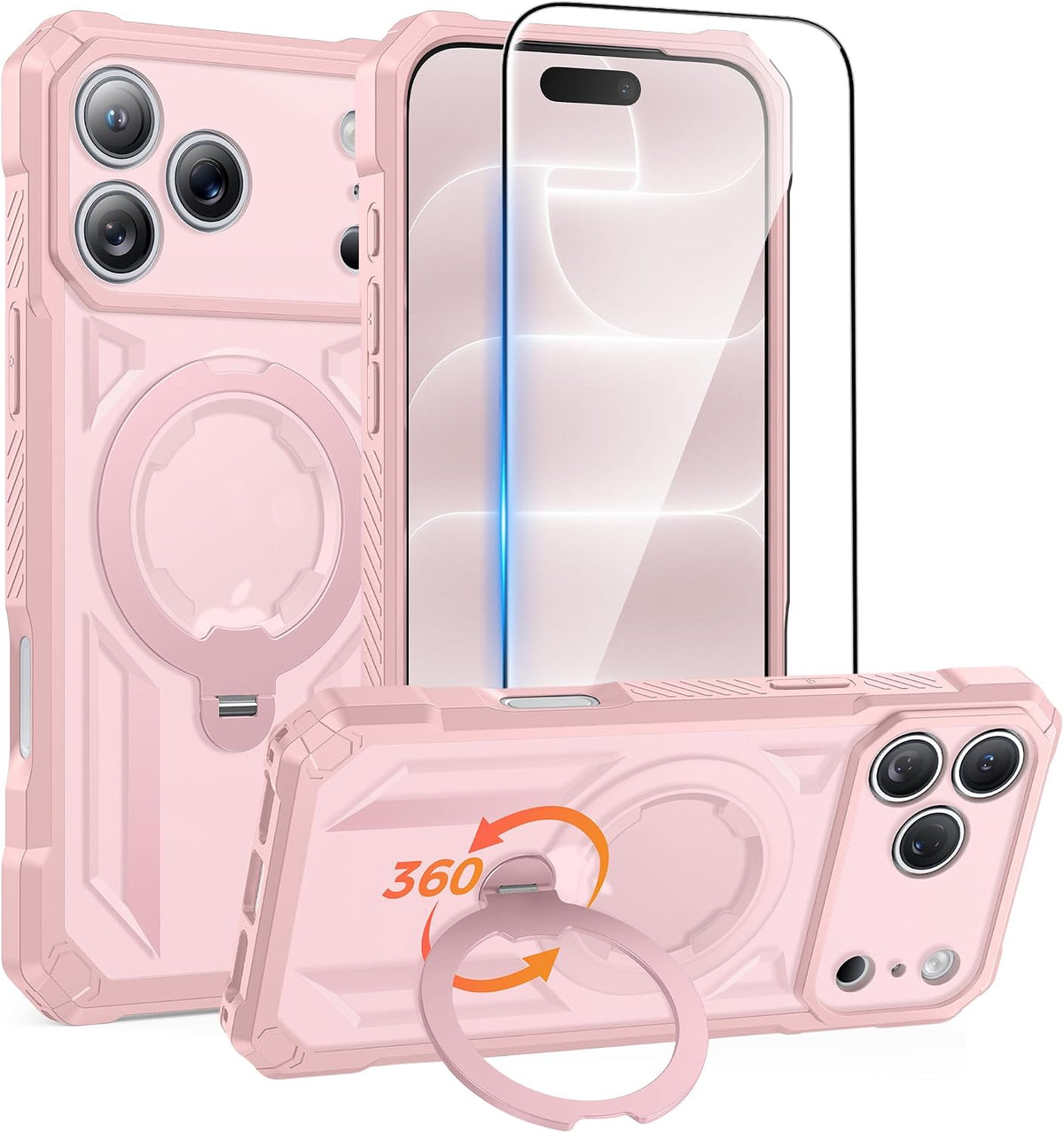 FNTCASE for iPhone 17 Case with 360 Spin Magnetic Stand