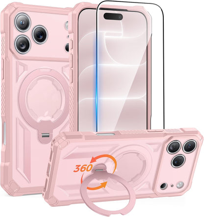FNTCASE for iPhone 17 Case with 360 Spin Magnetic Stand