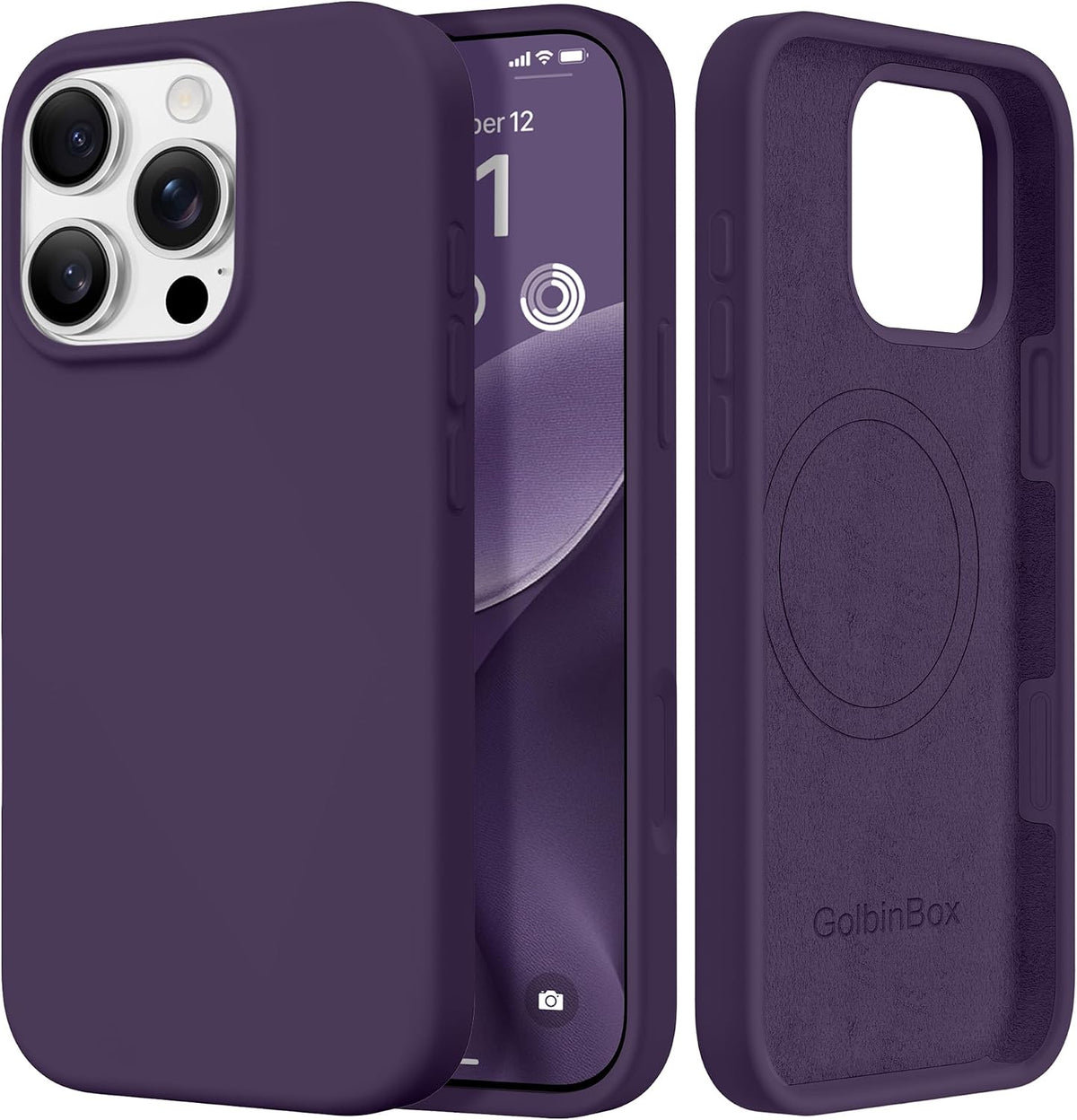 GolbinBox Magnetic for iPhone 13/14 Case, Silicone Cover, Blackcurrant