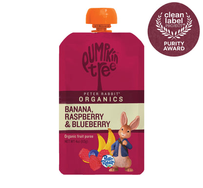 Pumpkin Tree Peter Rabbit Organics, Banana, Mango, and Kale, 4 Squeeze Pouch, Mango, Broccoli & Kale, 4.4 Ounce (Pack of 10)