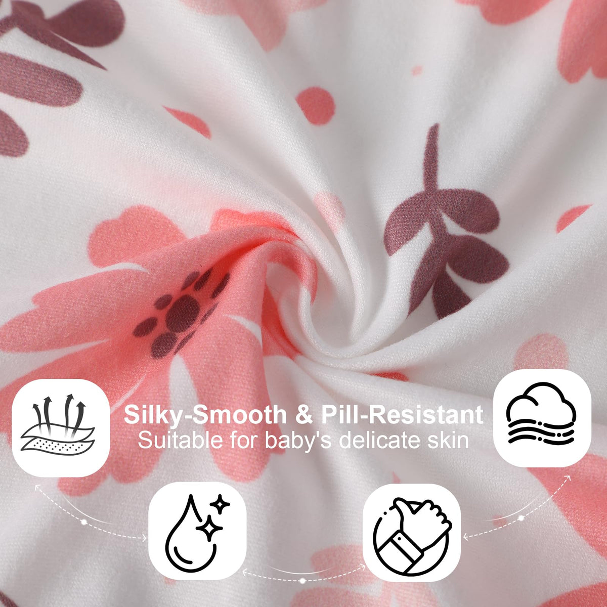 GUNTAIL Baby Crib Sheets for Boys Girls, 2 Pack Fitted Crib Sheet for Standard Crib and Toddler Mattress, Soft Microfiber Baby Sheet 52x28x8in. (Love & Pink)