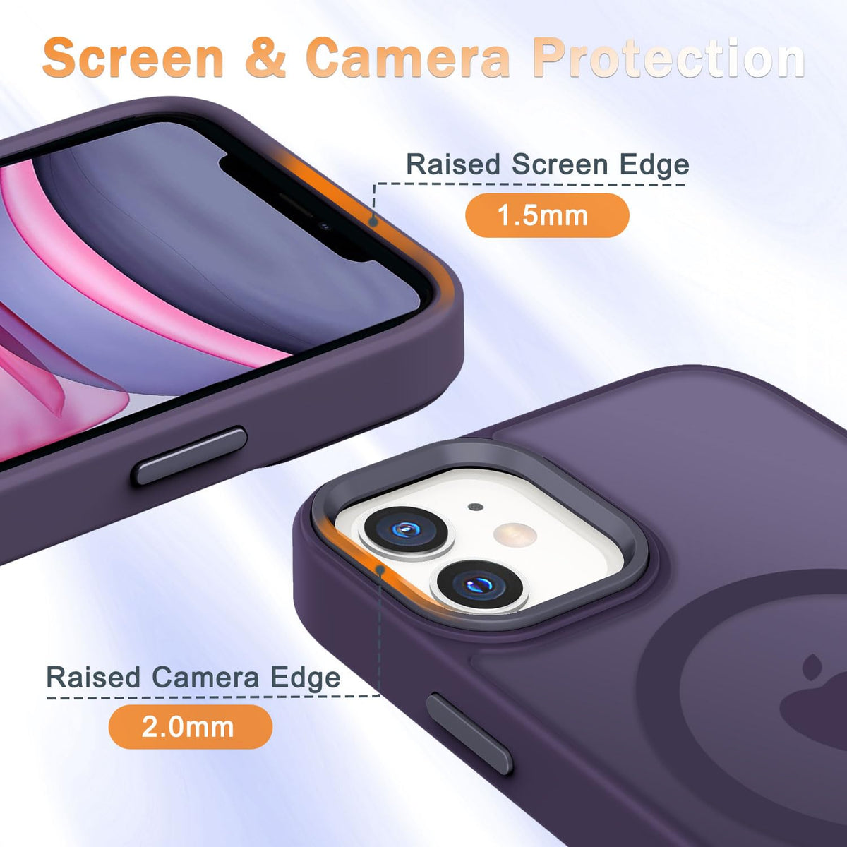 for iPhone 14 Plus Case, Matte Magnetic Phone Case, Lavender Purple