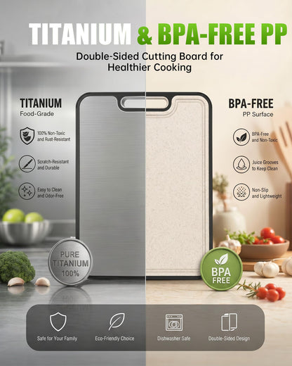 Titanium Cutting Board for Kitchen 16" x 11", 2-in-1 Cutting Mat