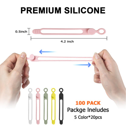 Silicone Cable Ties, Cord Organizer Cable Management,2Sizes-Grey