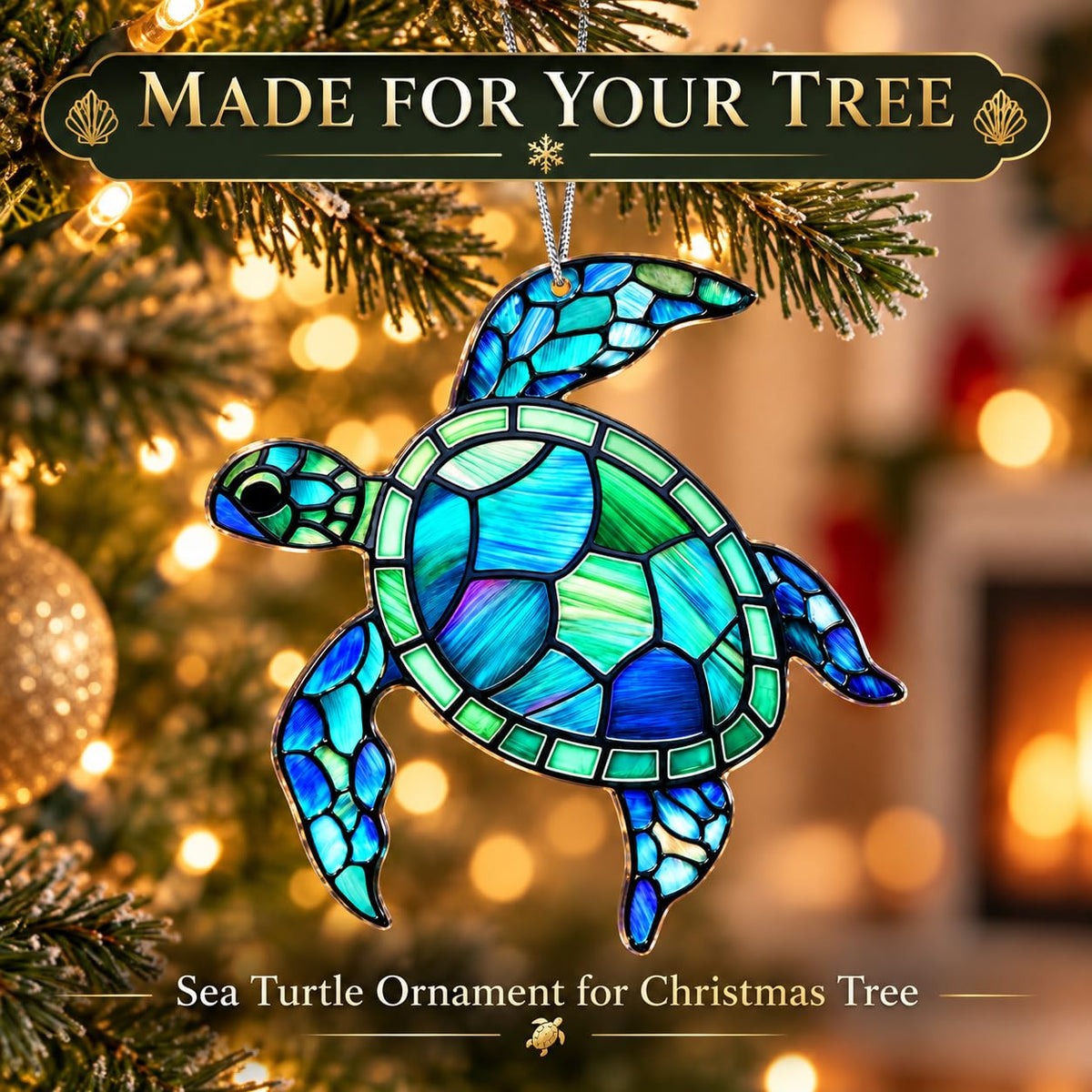 Sea Turtle Gift for Women, Mom & Daughter Christmas Ornament with Card