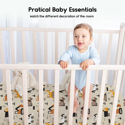 Yoofoss 2-Pack Baby Crib Sheets for Boys Girls 52x28 (Green+Leaf)