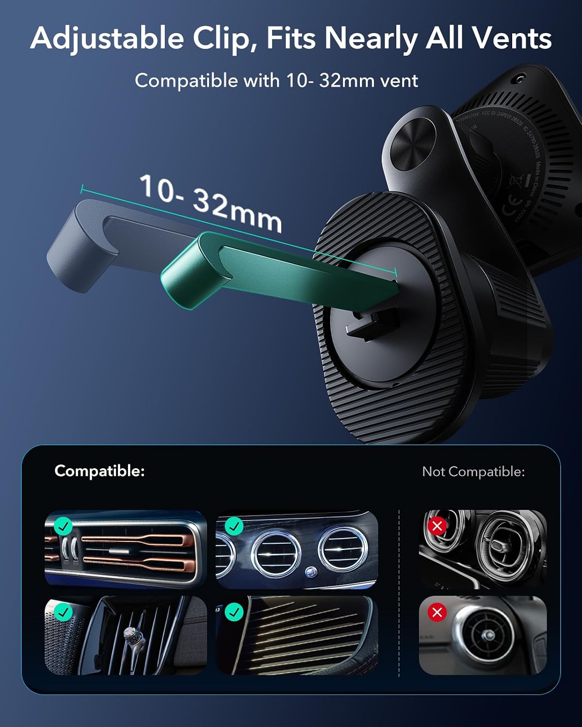 ESR OmniLock Qi2.2 25W Certified MagSafe Car Mount Charger with Cryoboost