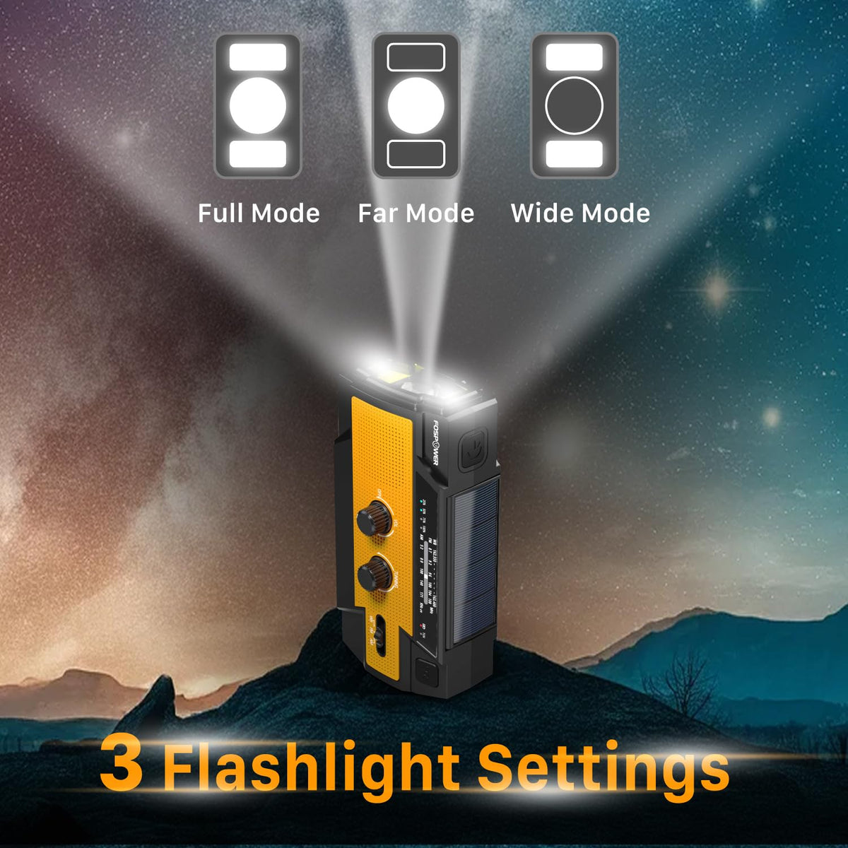 FosPower NOAA Emergency Weather Radio D8 37000mWh Portable Power Bank, AM/FM, USB/Solar/Hand Crank Charging, SOS Alarm & Flashlight for Indoor/Outdoor Emergency - Orange