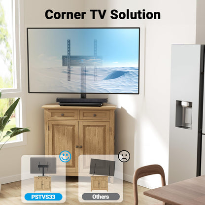 PERLESMITH Universal Swivel TV Stand for 32-75 inch TVs to 99lbs with Legs