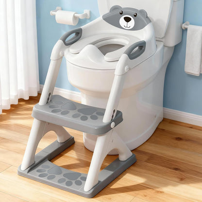 Potty Training Toilet for Toddlers, 2-in-1 Potty Training seat, Anti-Slip (Chocolate, Bear)