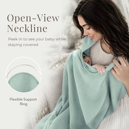 Konssy Muslin Nursing Cover Up for Breastfeeding with Rigid Hoop