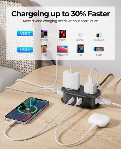 ORICO Purple Cruise Approved Travel Power Strip with 4FT Extension Cord