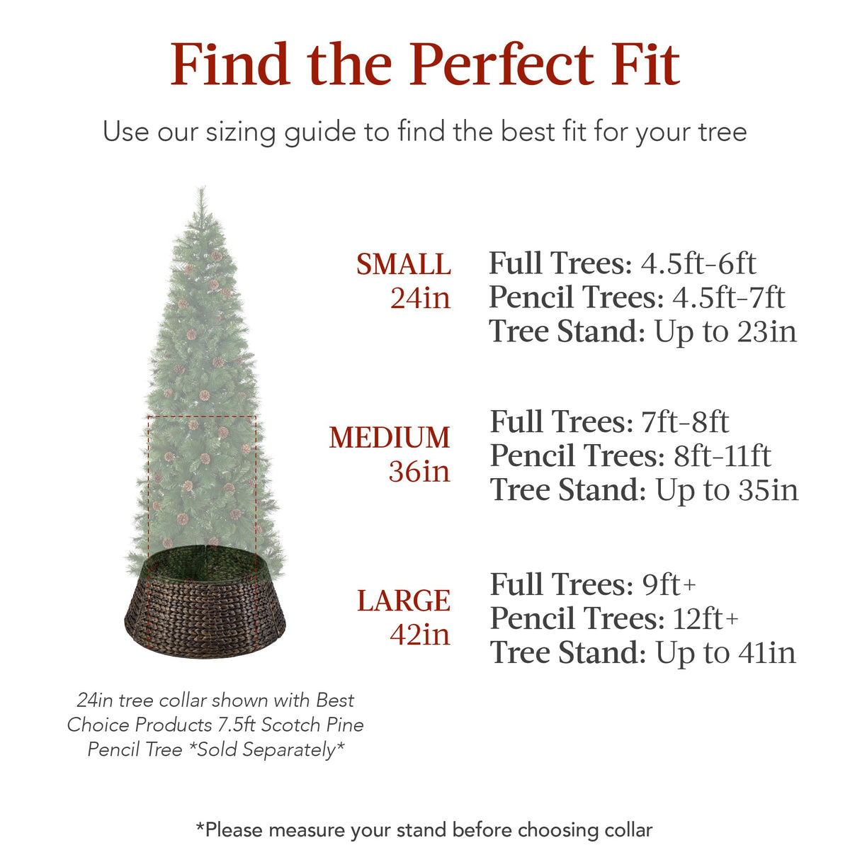Best Choice Products 36in Christmas Tree Collar, Woven Hyacinth 3-Piece Holiday Rattan Tree Skirt Accessory for Home w/Cord Cut-Out - Chestnut