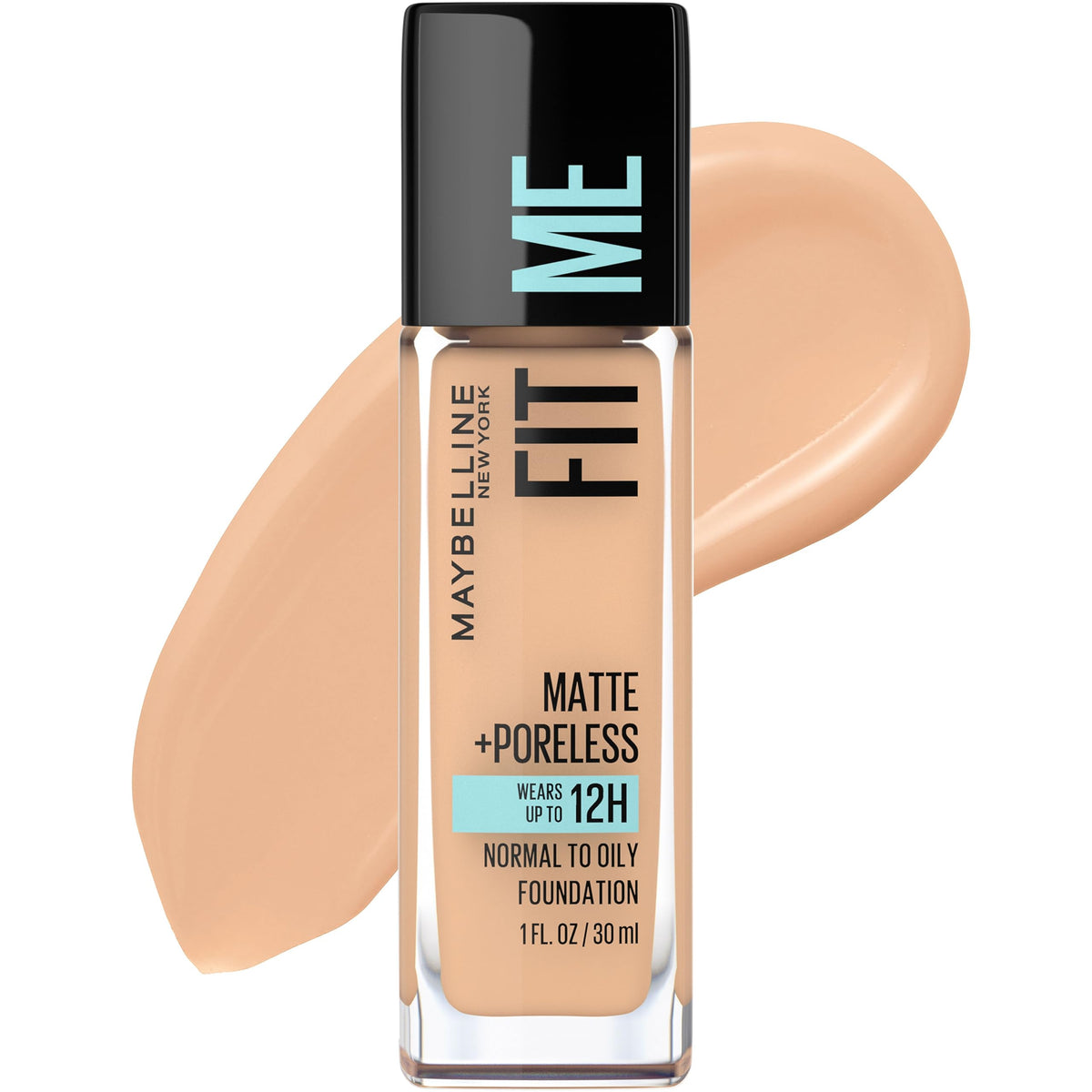 Maybelline Fit Me Matte + Poreless Liquid Oil-Free Foundation Makeup, Sun Beige, 1 Count (Packaging May Vary)