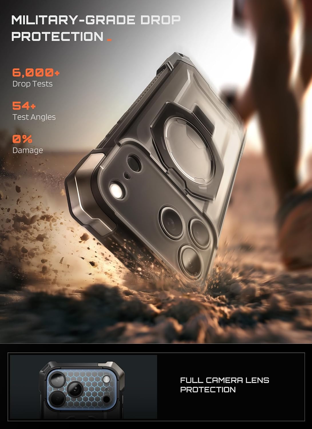 SUPCASE for iPhone 17 Case with Stand & Camera Control Button, Black