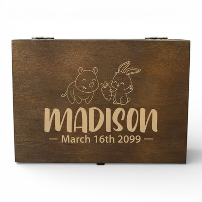 Personalized Wooden Keepsake Box, Custom Engraved Memory Box with Lid