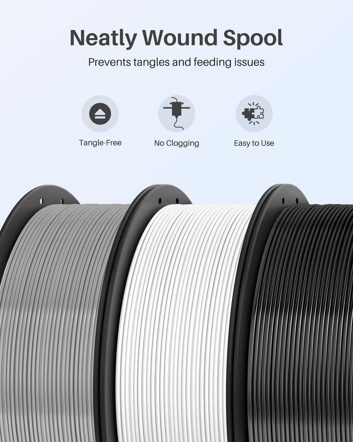 ELEGOO PLA+ 3D Printer Filament 1.75mm White 1KG