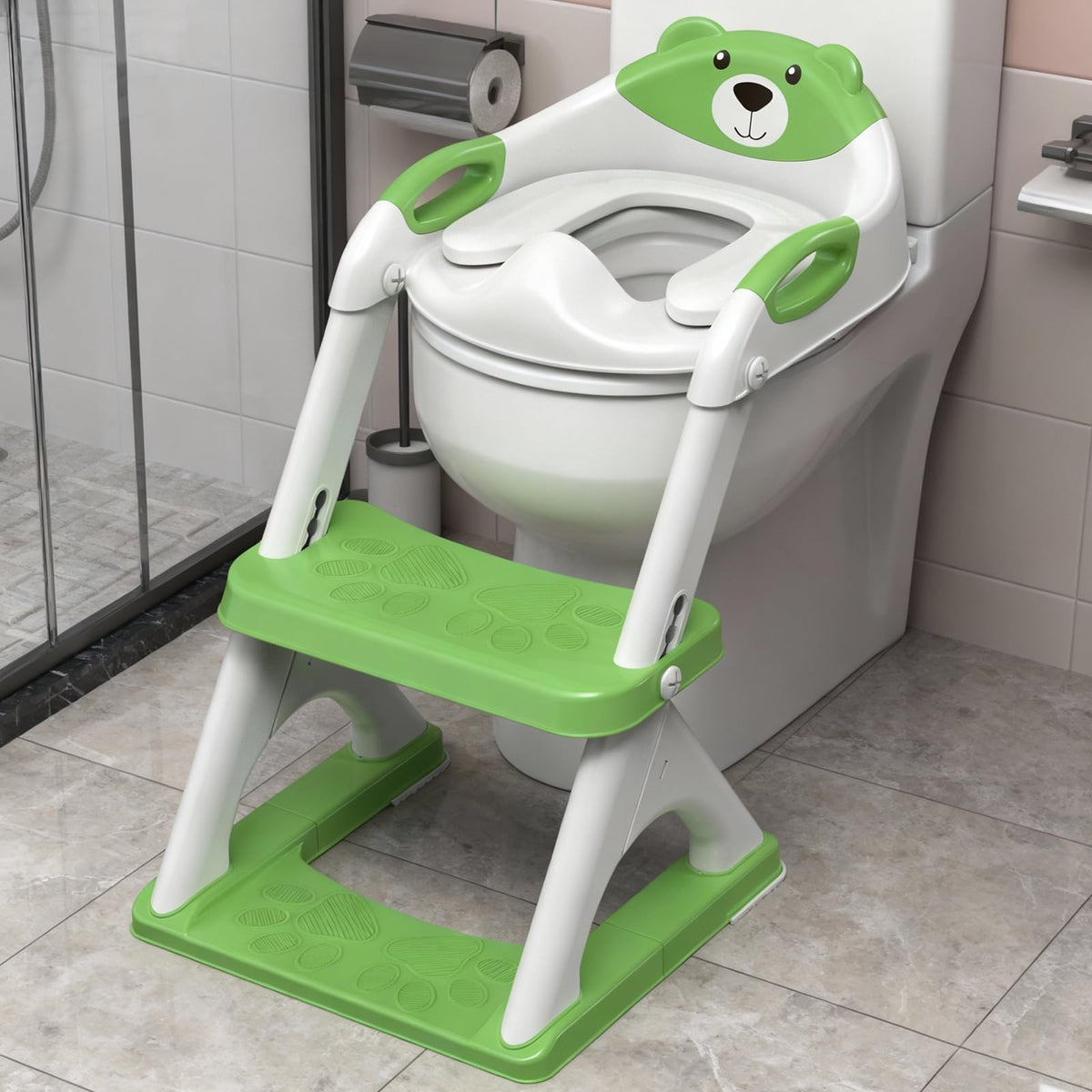 Potty Training Toilet for Toddlers, 2-in-1 Potty Training seat, Anti-Slip (Chocolate, Bear)
