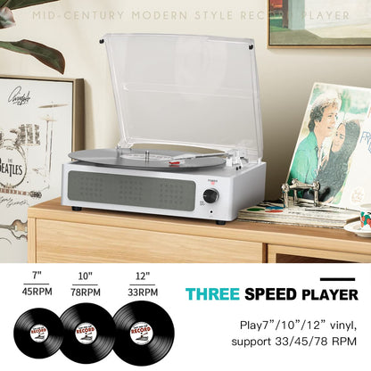 Seasonlife® Record Player for Vinyl Turntable with Speakers,Pale Purple