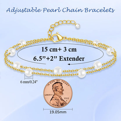 Pearl Bracelets for Women and Girls, Dainty Bracelet Wedding Pearl Jewelry