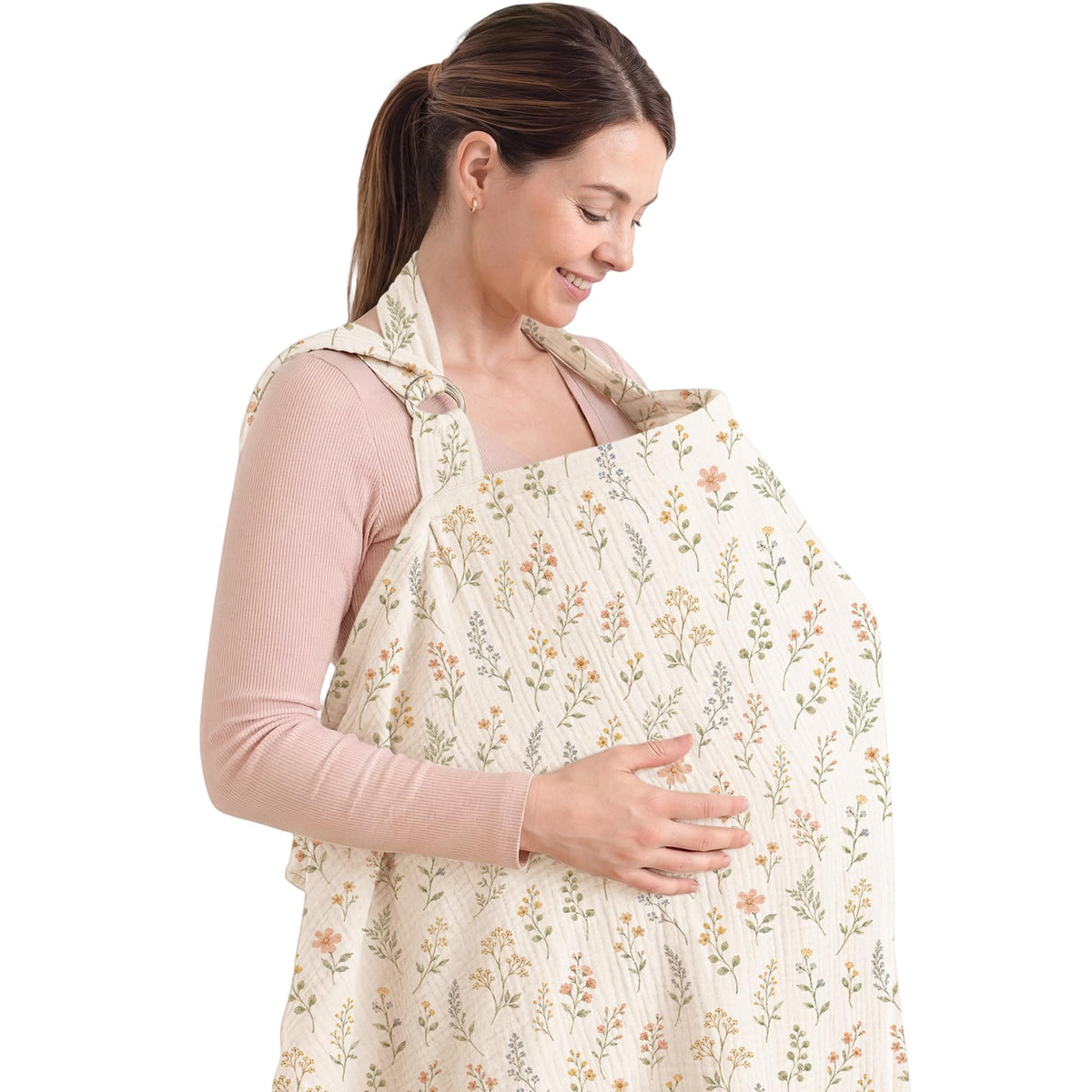 Konssy Muslin Nursing Cover Up for Breastfeeding with Rigid Hoop