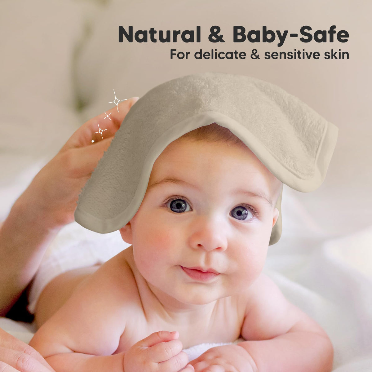 6-Pack Baby Washcloths, Soft Absorbent Washcloths for Face, Body (White)