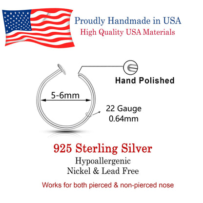 Small Thin Gold Nose Ring Hoop for Women, 20G/22G/24G, 5mm/6mm/7mm/8mm