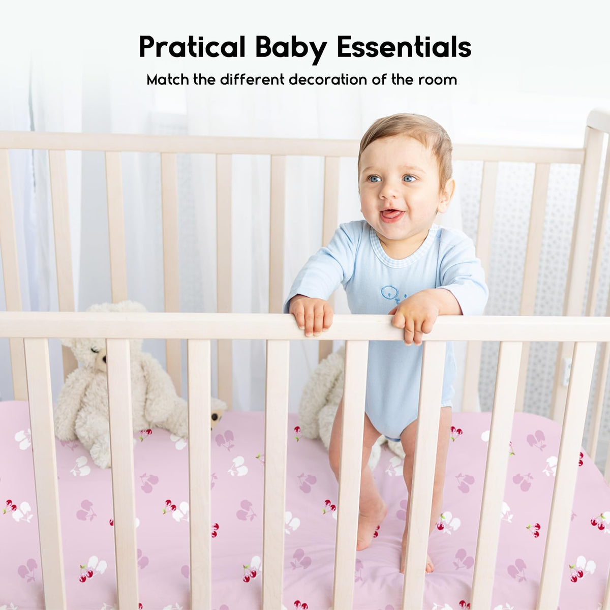 Yoofoss 2-Pack Baby Crib Sheets for Boys Girls 52x28 (Green+Leaf)