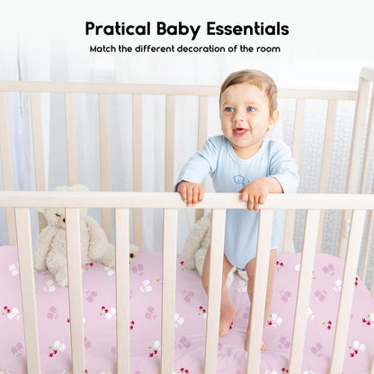 Yoofoss 2-Pack Baby Crib Sheets for Boys Girls 52x28 (Green+Leaf)