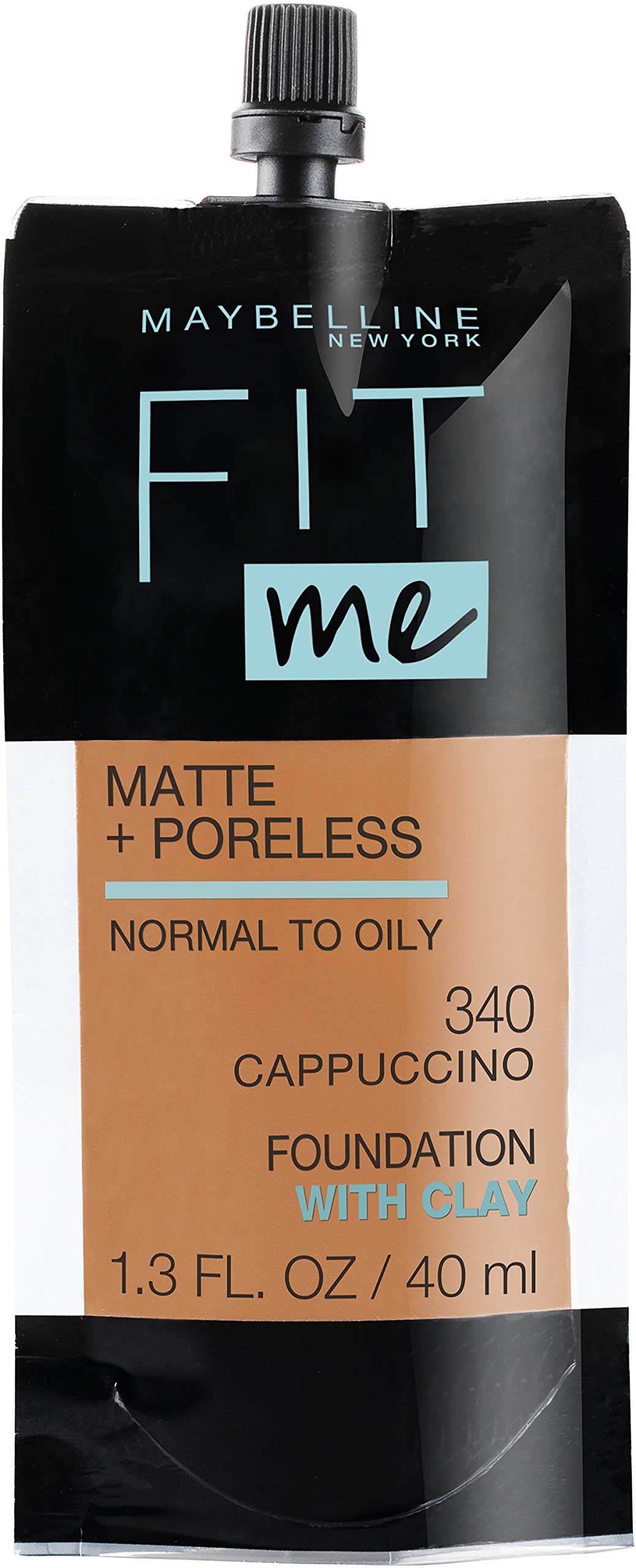 Maybelline Fit Me Matte + Poreless Liquid Oil-Free Foundation Makeup, Sun Beige, 1 Count (Packaging May Vary)