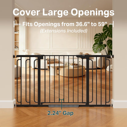 Cumbor 29.7-51.5 in Extra Wide Baby Gate for Stairs, Dog Gate Indoor Black