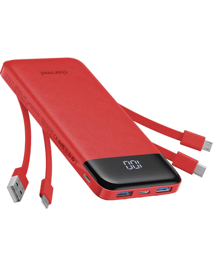 charmast Portable Charger Power Bank with Reinforced Built-in 4 Cables