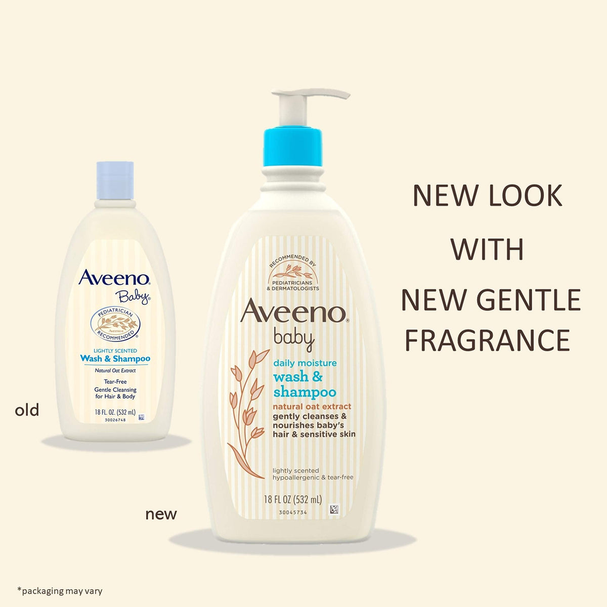 Aveeno Baby Daily Moisture Wash & Shampoo, Tear-Free, 18 fl. oz