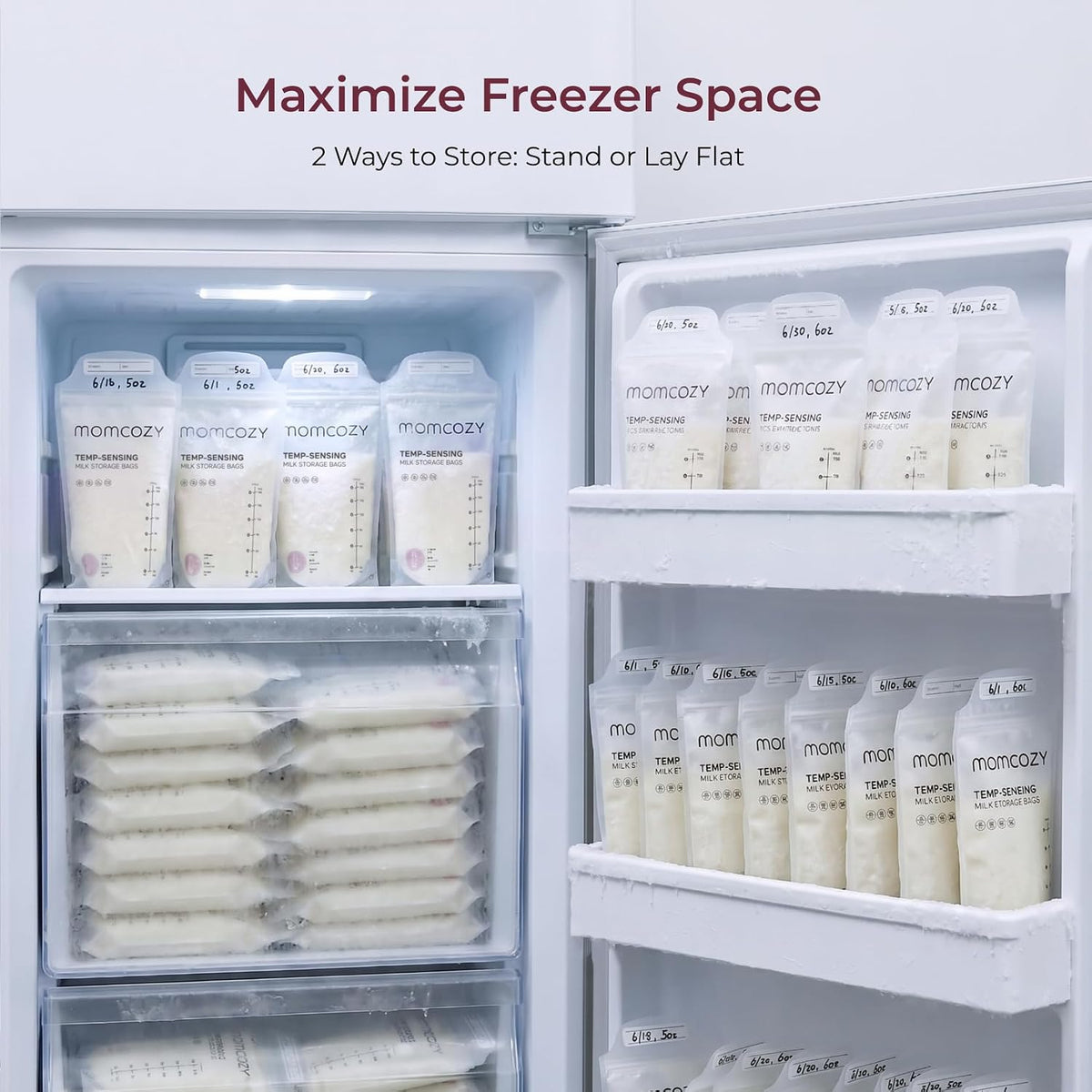 Momcozy Breastmilk Storing Bags, Temp-Sensing Breastfeeding, 6oz 120pcs