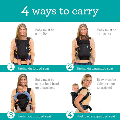 Infantino Flip 4-in-1 Baby Carrier Convertible Ergonomic, Gray