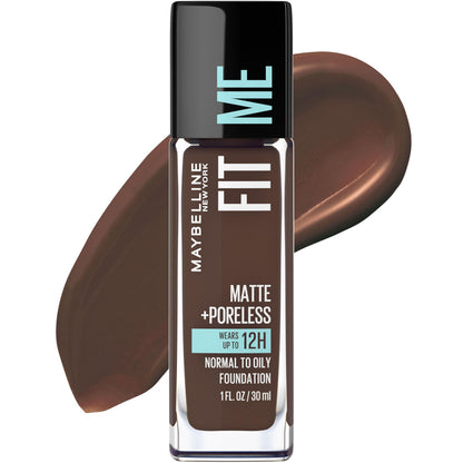 Maybelline Fit Me Matte + Poreless Liquid Oil-Free Foundation Makeup, Sun Beige, 1 Count (Packaging May Vary)