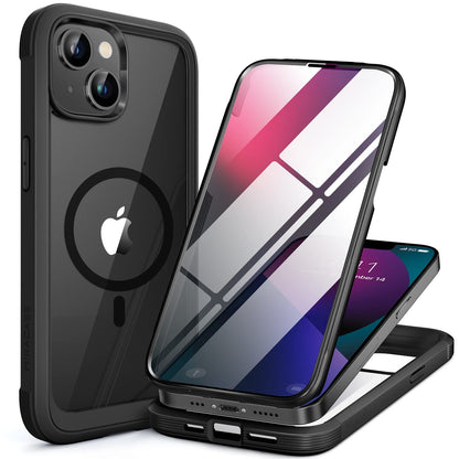 Miracase for iPhone 17e Case & iPhone 16e Case, Full-Body Phone with Built-in Glass Screen Protector, [Magnetic with MagSafe] Military Drop Proof 17 E/ 16 E Cover Bumper 6.1 inch, Black