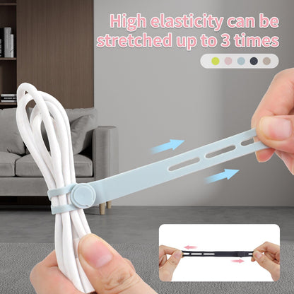 25 Pcs Silicone Cable Ties, Cable Ties Reusable, High Elasticity Cord Wraps for Electrical Cords, Cord Organizer for Earphone, Phone Charger(White)