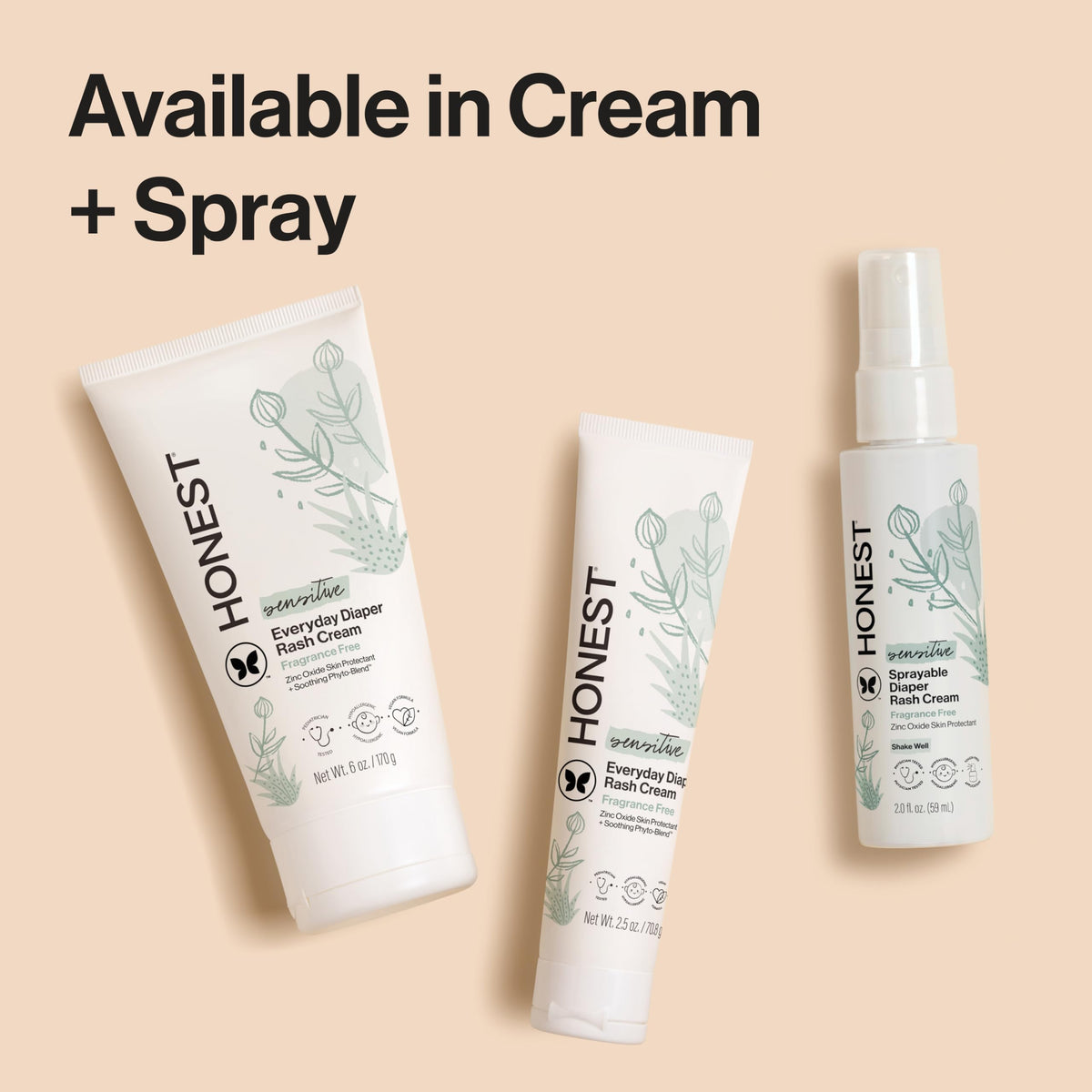 The Honest Company Diaper Rash Cream, Hypoallergenic, Cruelty-Free, 2.5 oz