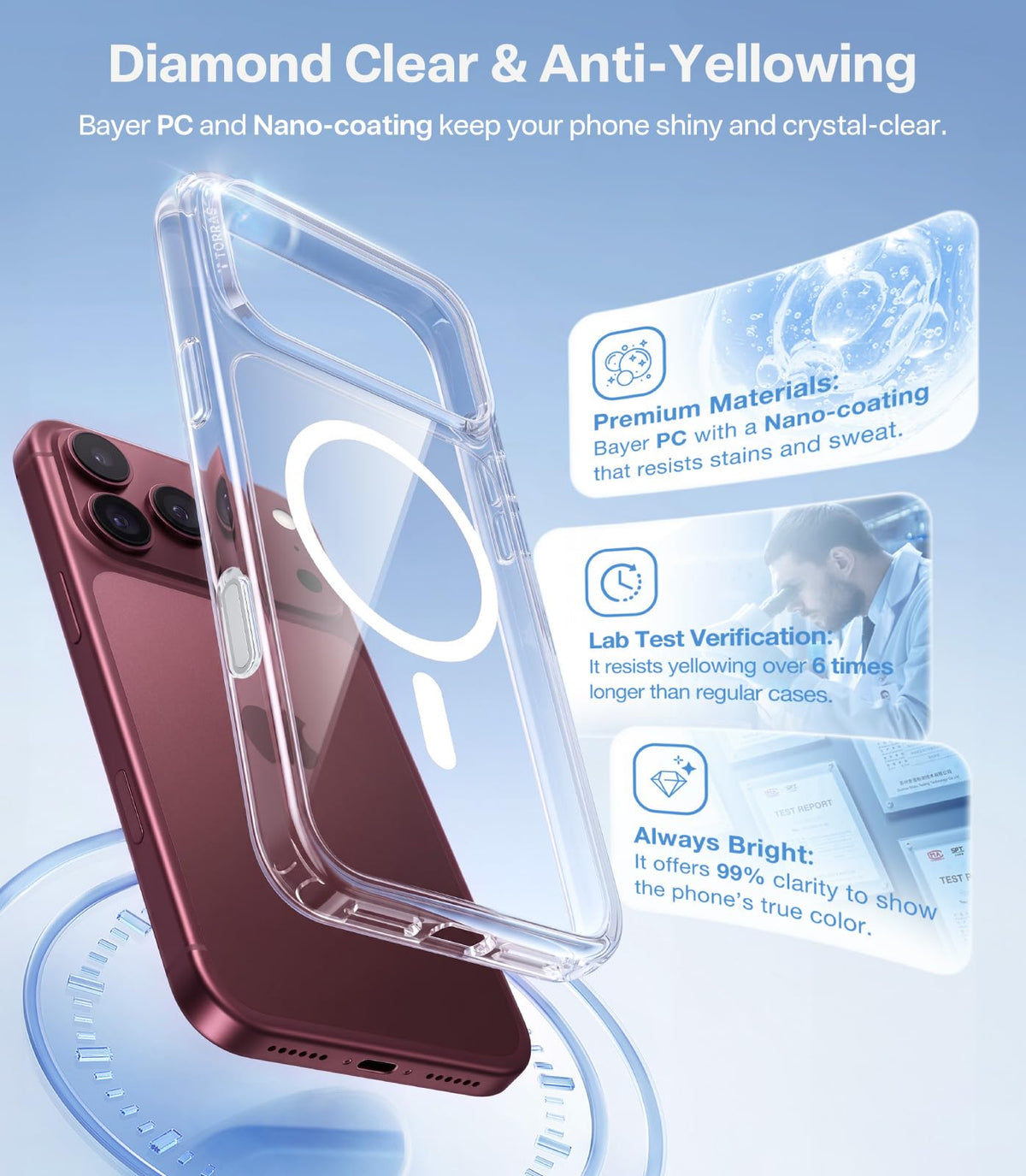 TORRAS Stronger Magnetic & Shockproof for iPhone 18 Pro Max Case Burgundy
