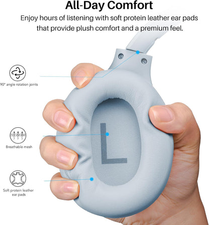 TOZO HT3 Hybrid Noise Cancelling Wireless Headphones, 90H Over Ear Headset