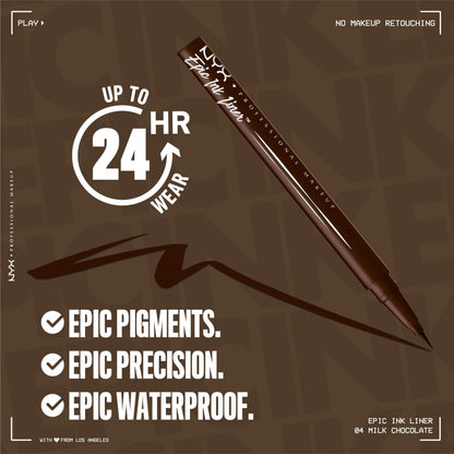 NYX PROFESSIONAL MAKEUP Epic Ink Eyeliner with Up To 24HR Wear, Black